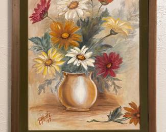 Vintage framed original, daisies