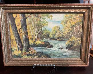 Vintage framed original: oil on board