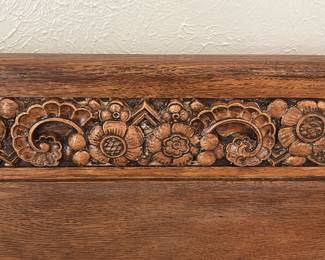 Beautifully carved bed: ferns, flowers, berries