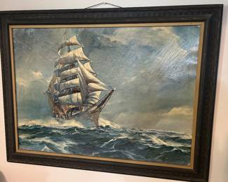 Large framed nautical painting