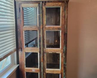 Reclaimed wood glass cabinet