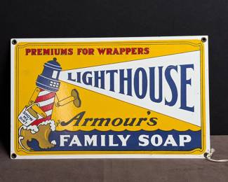 Lighthouse armor soap, porcelain sign vintage