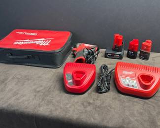 Milwaukee M2, red lithium, batteries, and charger
