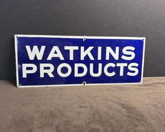 Antique heavy porcelain advertising sign for Watkins Products