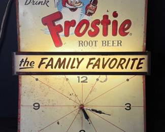 Frosty root beer, fluorescent clock vintage