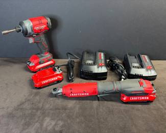 Craftsman 20 V impact driver and torque wrench with batteries and chargers