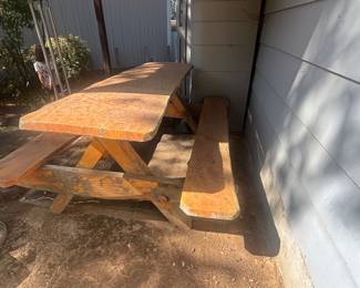 Handmade picnic bench