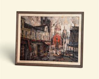 David Stansky  Street Scene   Signed lower right   , Oil on Canvas 