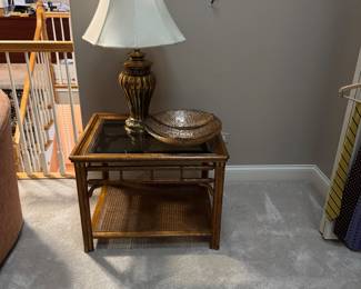 Bamboo End Table ,  Stiffel Lamp 