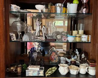 Assorted Decoratives including Lladro, Beleek, Carnival Glass 