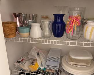 Assorted Vases and plasticware 