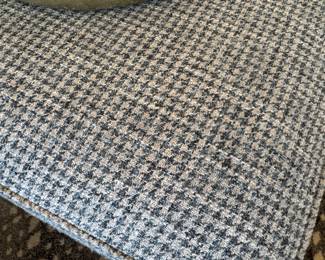 Ballard ottoman opens up to storage! 43" x 29" 17". Like a bluesy-gray tweed houndstooth