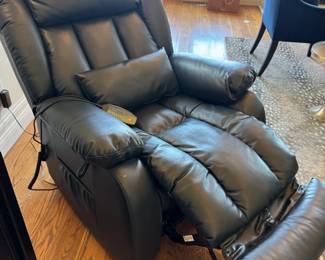 Navy, leather power recliner chair with massage !