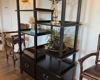 Gorgeous black etegere by Bernhardt Furniture, Smithsonian Institution Collection. Etagere is 48" x 20" x 72"