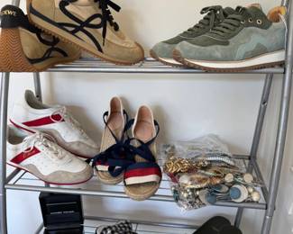 Loewe women's sneakers "Flow Runner" size 40 (US 9/9.5). Like-new! Fendi slides with pink satin ruffle, size 38.5 (US 7.5/8), Gucci espadrilles size 38 (US 7/8) Christian Louboutin leather sneaks size 40 (size 9/9.5), The Office of Angela Scott leather sneakers size 8.5/9, Tory Burch sandals, Ted Baker booties, Tod's pink leather sneakers. Men's Range Rover limited edition wrist watch, new in box