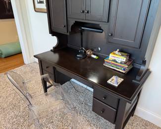 Philippe Starck for Kartell, original Louis ghost chair. R Crumb book collection. Beautiful desk with lots of storage! Desk is 58" x 25" x 79" .