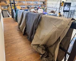 Several large patio furniture outdoor covers. Nice ones! Loungers? Couches?