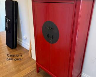 Red lacquered Chinese apothecary chest, 30" x 15" x 51"
