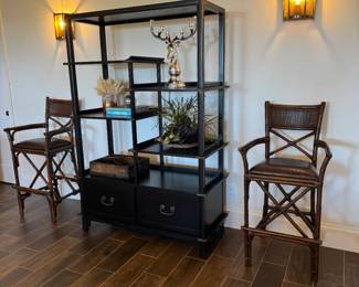 Gorgeous black etegere by Bernhardt Furniture, Smithsonian Institution Collection. Etagere is 48" x 20" x 72"