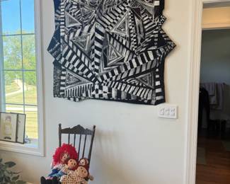 Beautiful, contemporary handmade quilt . Black and white abstract. By fiber artist Sandra LH Woock (sandrawoock.com)