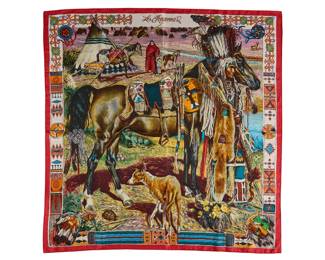 Kermit Oliver / Hermès, "Les Cheyennes" Scarf - LOT 243
