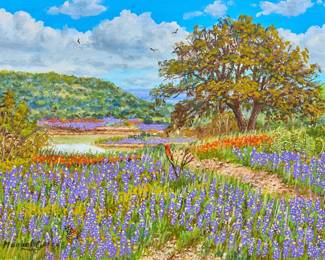 Manuel Garza, "Bluebonnets and Red Bird" - LOT 42