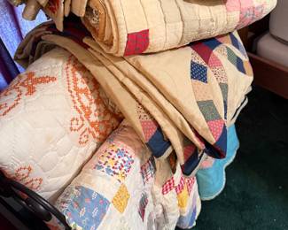 Lots of handmade quilts
