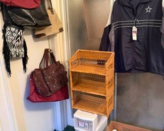 Purses, luggage bags, storage and Cowboy wind jacket never used