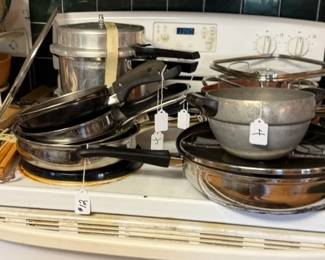 Cookware, cast iron pieces, and microwaves