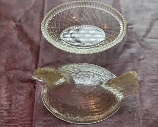 Vintage Clear Glass Hen On Nest