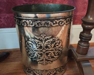 1970s Rococo Tin Trash Bin