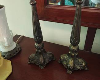 Vintage 18" Altar Candlestick Holder Goth Candleholder Cast Metal Pair