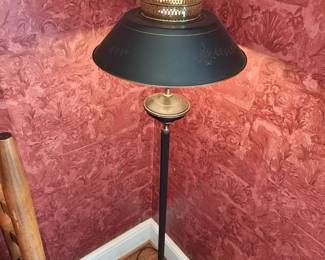 Vintage Black & Gold Tole Floor Lamp