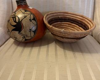Hopi Basket and Southwest Gourd