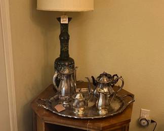 Vintage Asian Champleve Enamel/Bronze Table Lamp