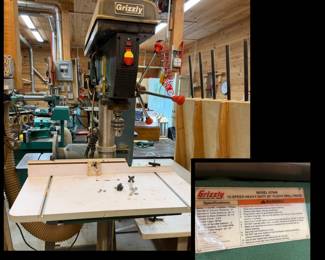 Grizzly Heavy Duty Drill Press - this item is available now. Call to make an appointment.