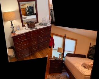4 Poster Bed, Dresser with mirror and nightstand 