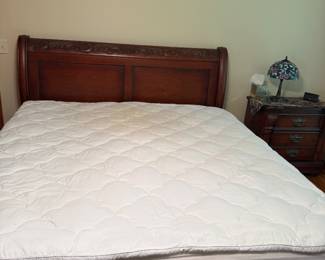 Ornate Sleigh bed and side table 