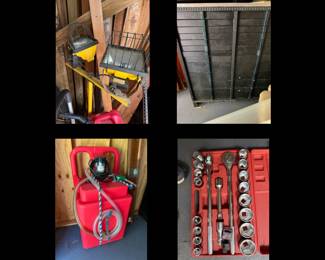 Work Light, Hand Tools, Ornate Tool Cabinet and Diesel Fuel Pump