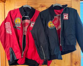 Reversible 1960s Honda motorcycle jackets with patches. 