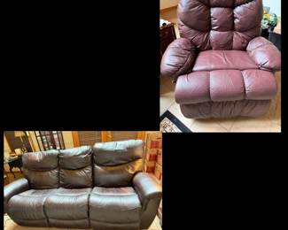Leather recliner sofa and recliner 