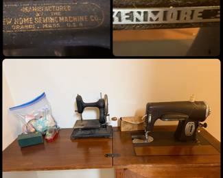 New Home Sewing Machine - Child Size, Crank & Art Deco Kenmore Mqchine, Sewing paraphanelia