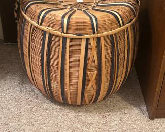 Large wicker covered basket
