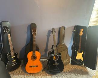 Electric and acoustic guitars