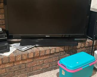 Large screen TV, sound bar