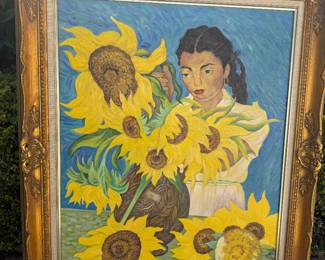 Oil on canvas by ARMANDO BECRIS 1987 - Diego Rivera copied