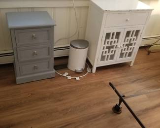 3-drawer dresser; 1-drawer cabinet