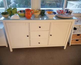 3-drawer sideboard; serving ware