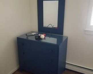 Navy dresser; matching mirror
