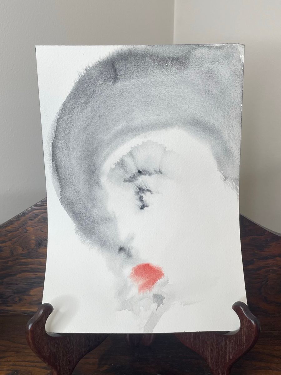 Minimalist Ink and Watercolor Portrait Study